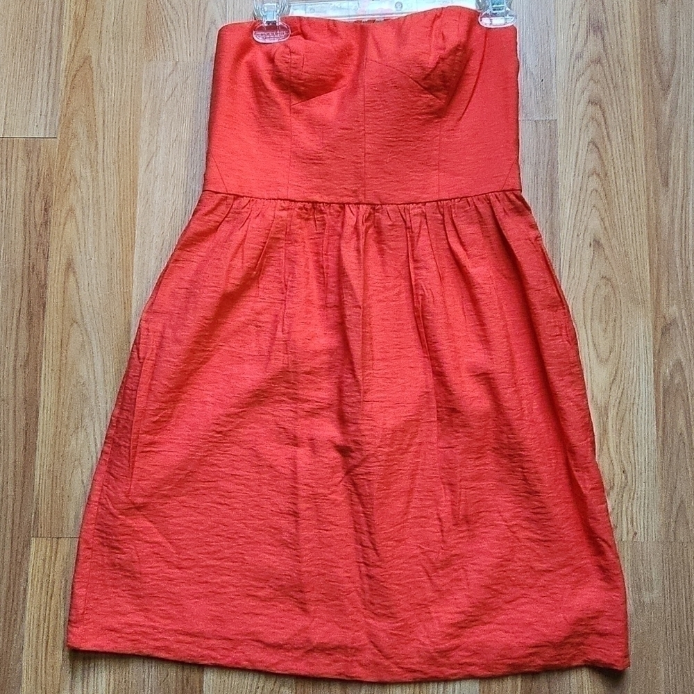 Ann Taylor LOFT strapless summer cocktail dress 4 coral
